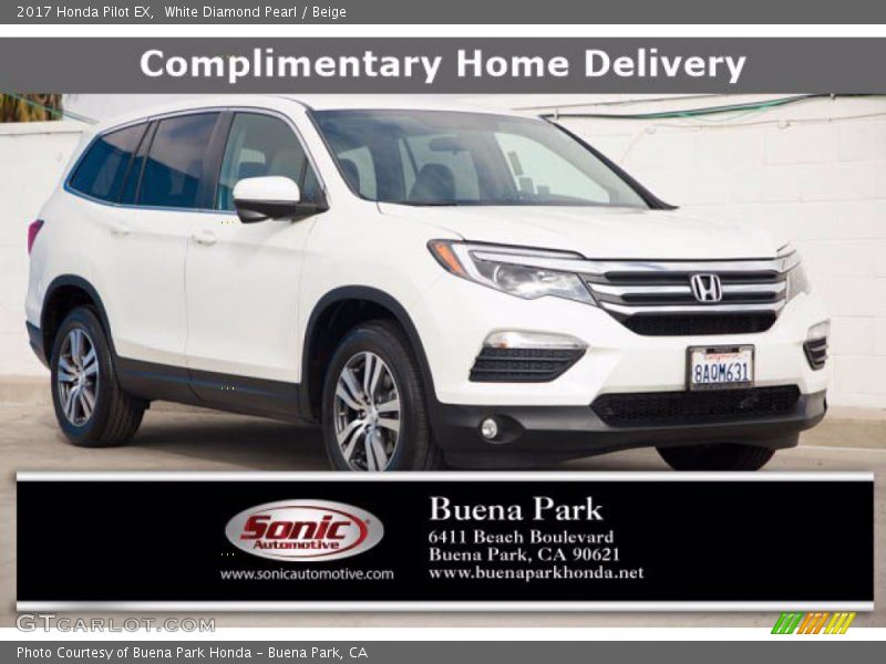 White Diamond Pearl / Beige 2017 Honda Pilot EX
