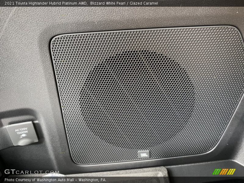 Blizzard White Pearl / Glazed Caramel 2021 Toyota Highlander Hybrid Platinum AWD