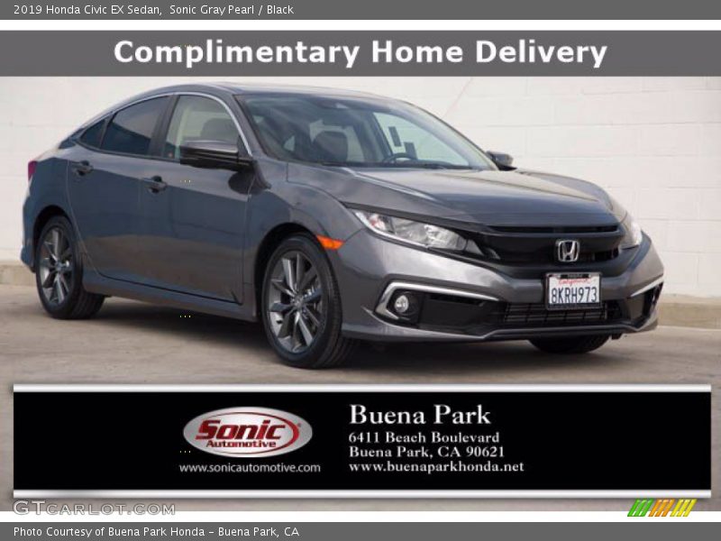 Sonic Gray Pearl / Black 2019 Honda Civic EX Sedan