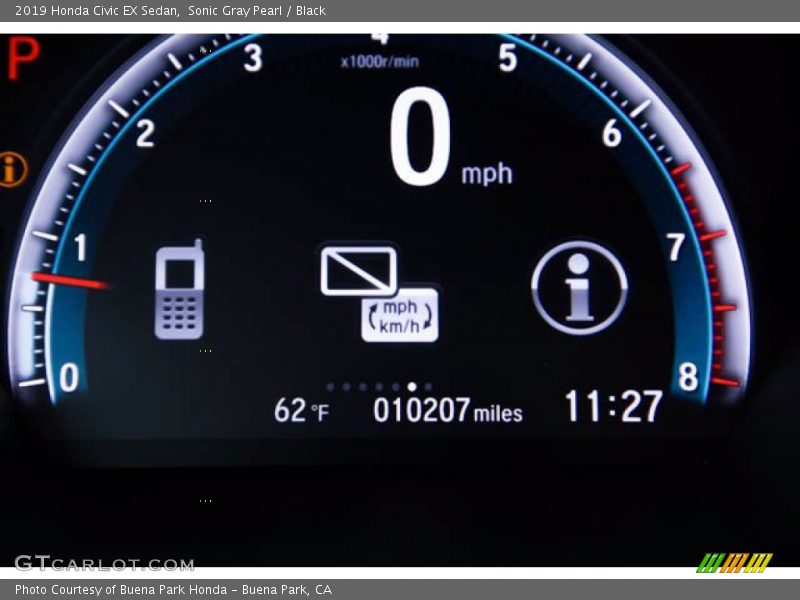 Sonic Gray Pearl / Black 2019 Honda Civic EX Sedan