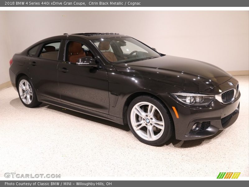 Citrin Black Metallic / Cognac 2018 BMW 4 Series 440i xDrive Gran Coupe