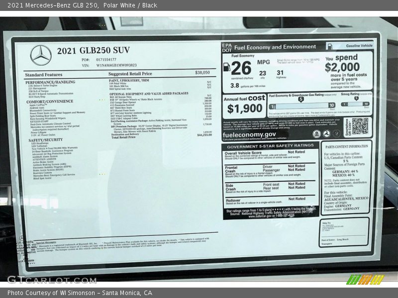 Polar White / Black 2021 Mercedes-Benz GLB 250