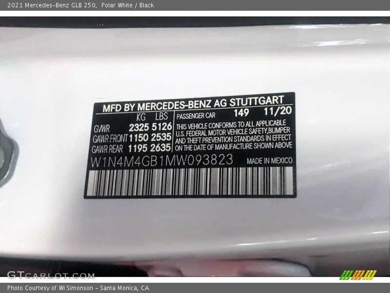 Polar White / Black 2021 Mercedes-Benz GLB 250