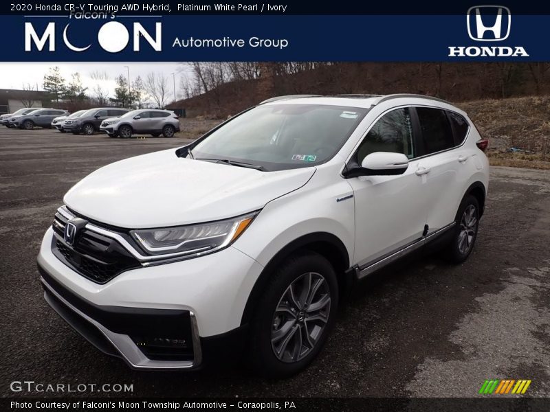 Platinum White Pearl / Ivory 2020 Honda CR-V Touring AWD Hybrid