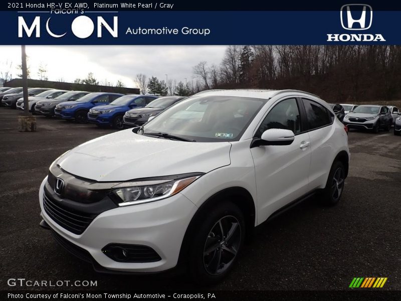Platinum White Pearl / Gray 2021 Honda HR-V EX AWD