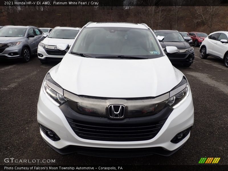 Platinum White Pearl / Gray 2021 Honda HR-V EX AWD