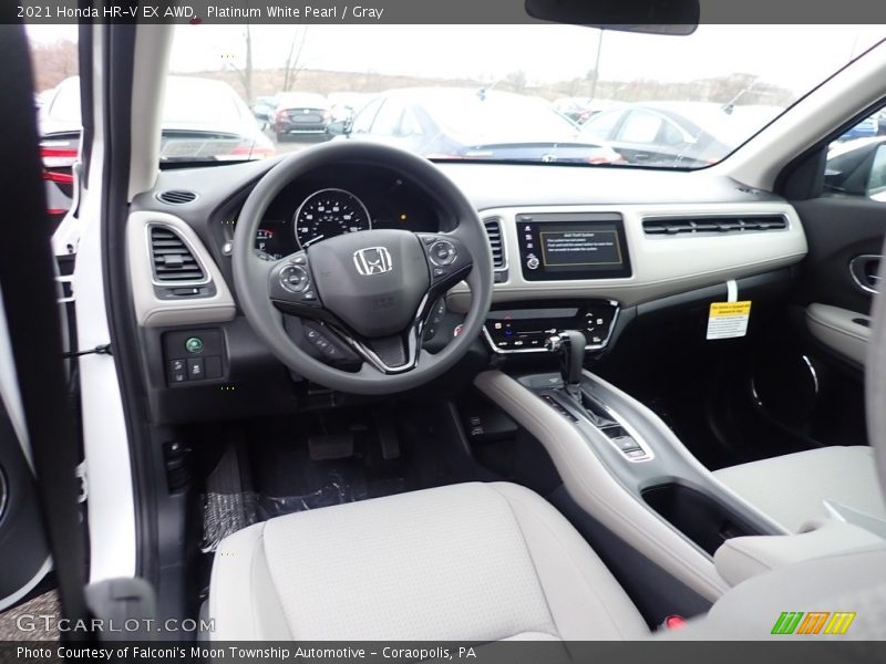 Platinum White Pearl / Gray 2021 Honda HR-V EX AWD