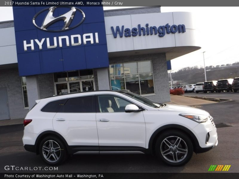 Monaco White / Gray 2017 Hyundai Santa Fe Limited Ultimate AWD