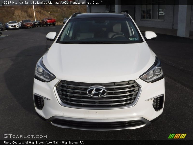 Monaco White / Gray 2017 Hyundai Santa Fe Limited Ultimate AWD
