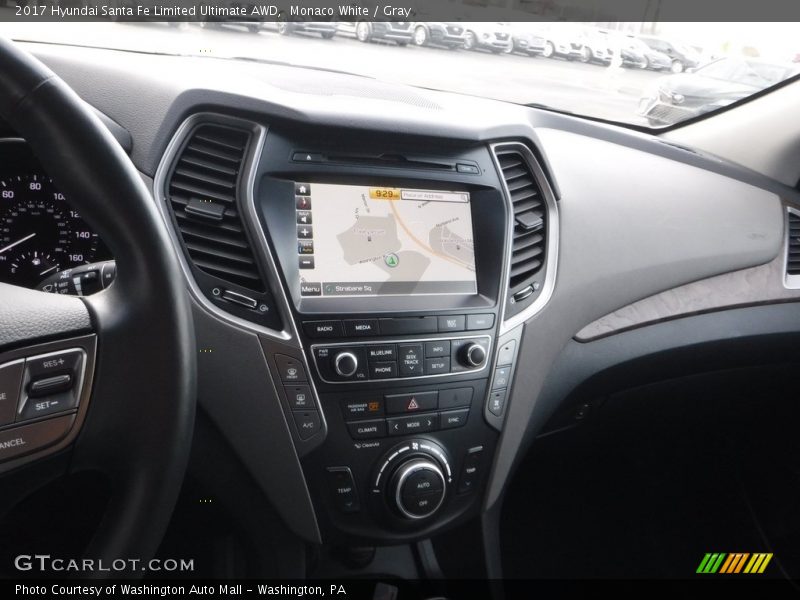 Monaco White / Gray 2017 Hyundai Santa Fe Limited Ultimate AWD