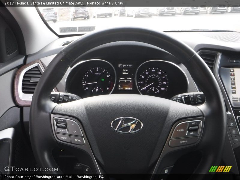 Monaco White / Gray 2017 Hyundai Santa Fe Limited Ultimate AWD