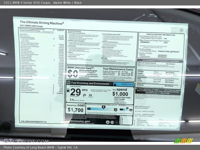 Alpine White / Black 2021 BMW 4 Series 430i Coupe