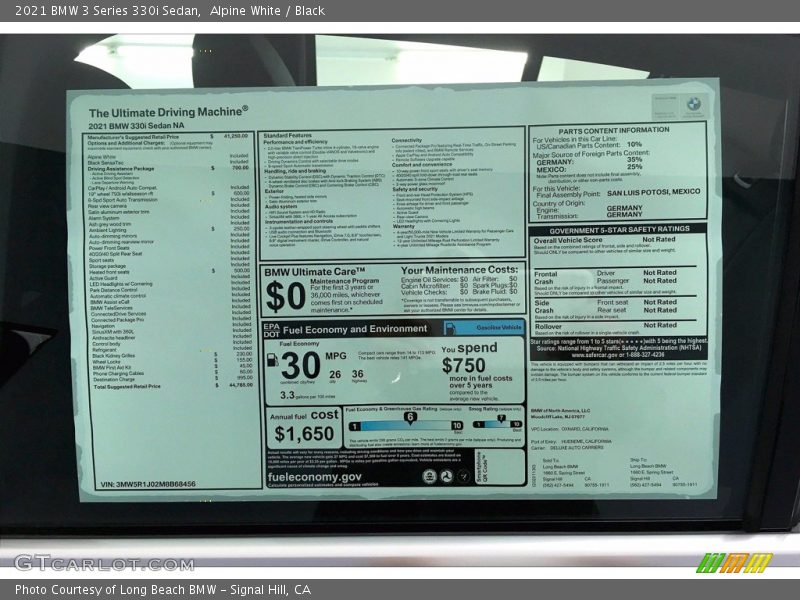Alpine White / Black 2021 BMW 3 Series 330i Sedan