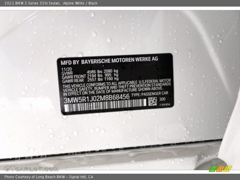 Alpine White / Black 2021 BMW 3 Series 330i Sedan