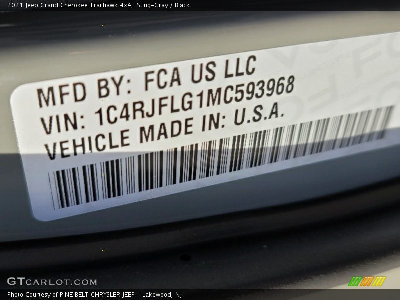 Sting-Gray / Black 2021 Jeep Grand Cherokee Trailhawk 4x4
