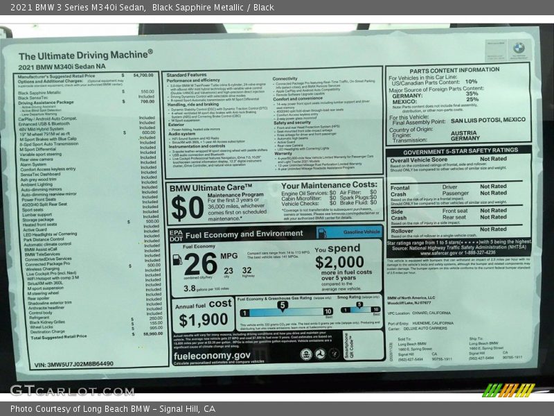 Black Sapphire Metallic / Black 2021 BMW 3 Series M340i Sedan