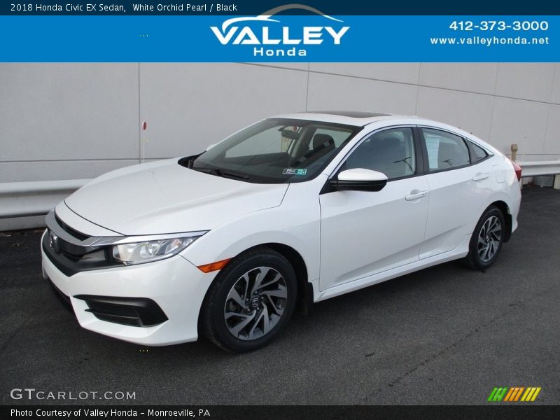 White Orchid Pearl / Black 2018 Honda Civic EX Sedan