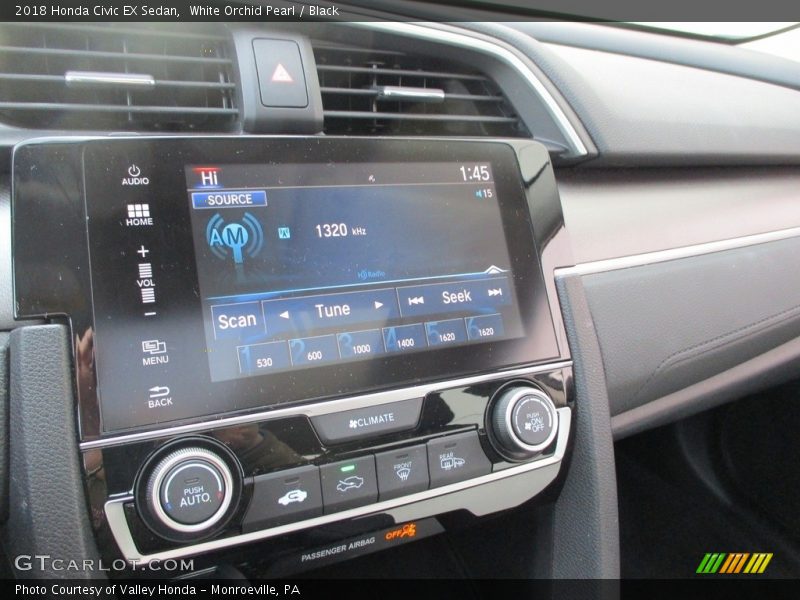 White Orchid Pearl / Black 2018 Honda Civic EX Sedan