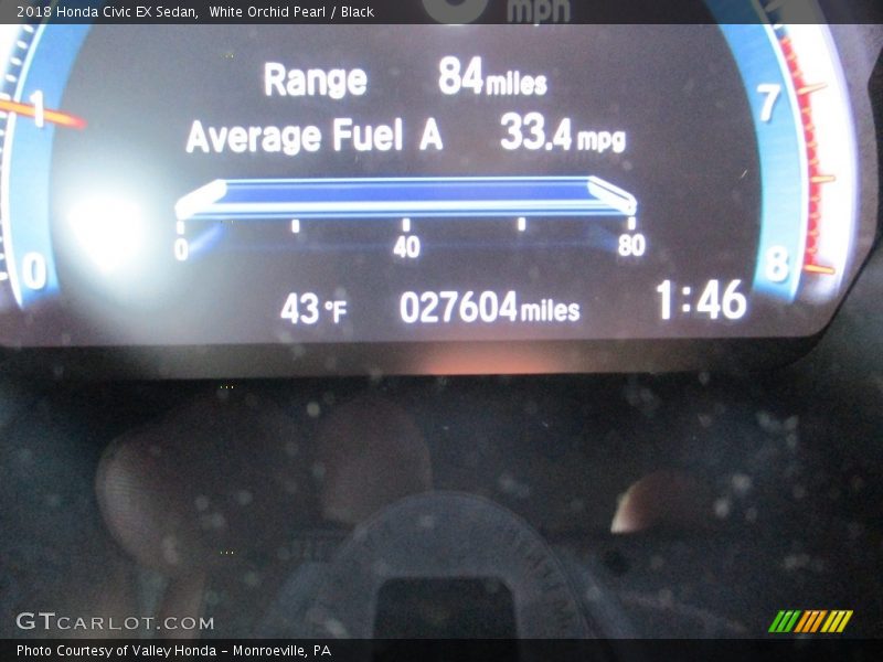 White Orchid Pearl / Black 2018 Honda Civic EX Sedan