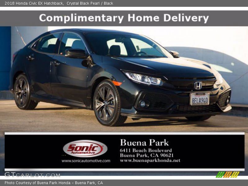 Crystal Black Pearl / Black 2018 Honda Civic EX Hatchback