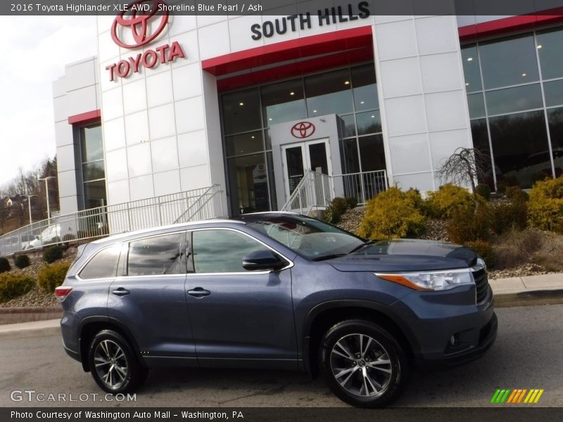 Shoreline Blue Pearl / Ash 2016 Toyota Highlander XLE AWD