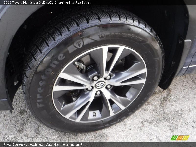 Shoreline Blue Pearl / Ash 2016 Toyota Highlander XLE AWD