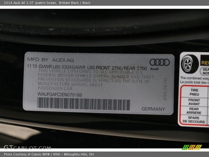 Brilliant Black / Black 2014 Audi A6 3.0T quattro Sedan