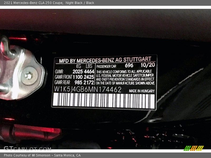 Night Black / Black 2021 Mercedes-Benz CLA 250 Coupe