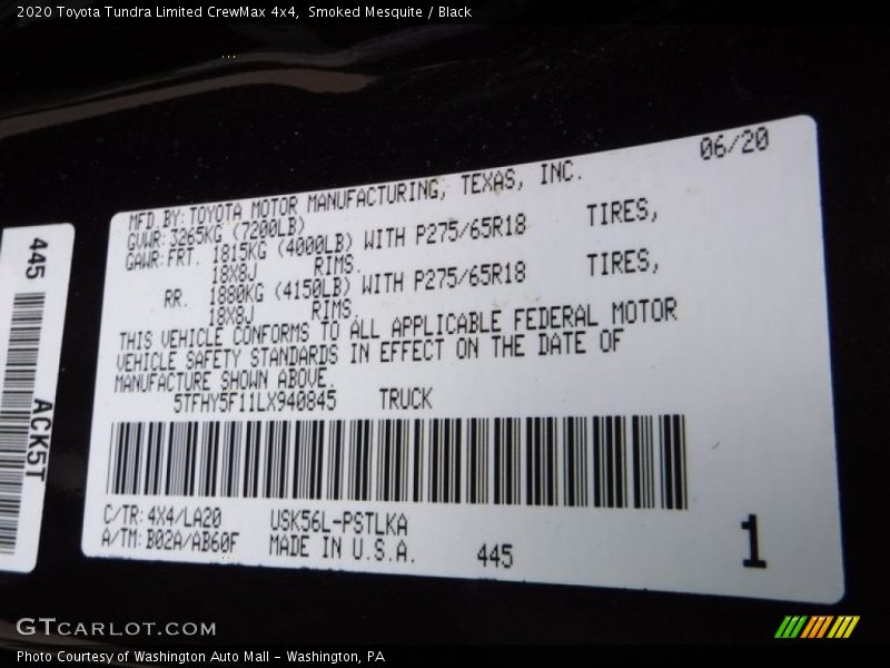 Smoked Mesquite / Black 2020 Toyota Tundra Limited CrewMax 4x4