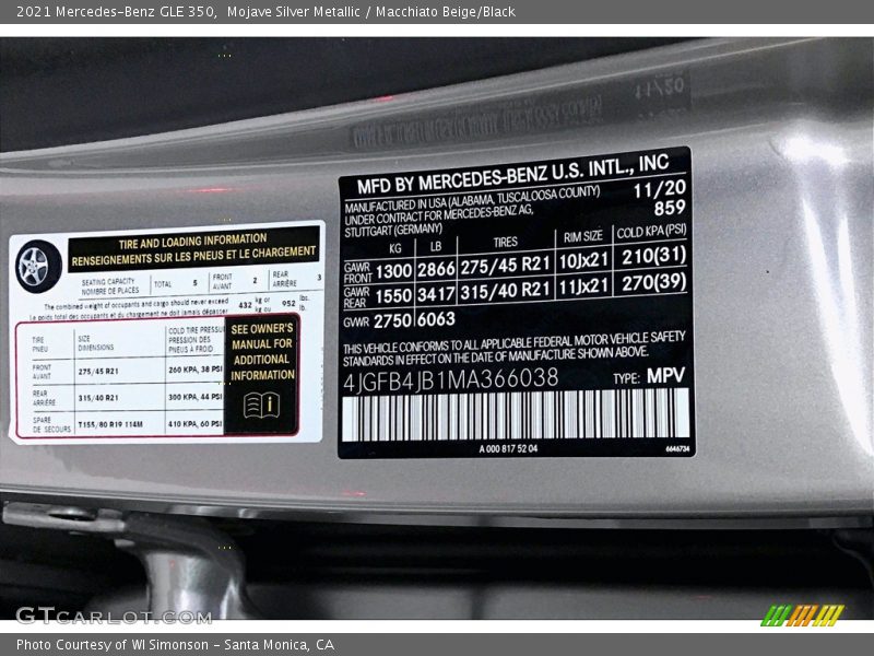 Mojave Silver Metallic / Macchiato Beige/Black 2021 Mercedes-Benz GLE 350
