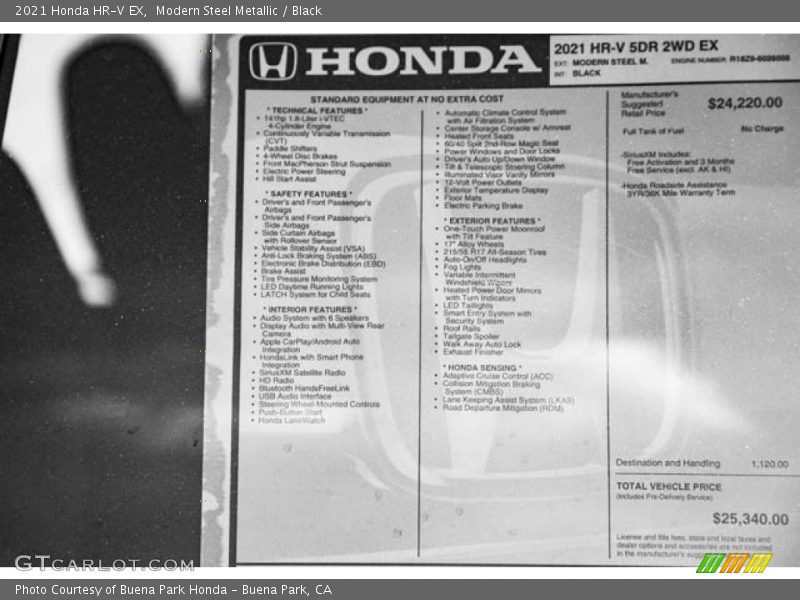 Modern Steel Metallic / Black 2021 Honda HR-V EX