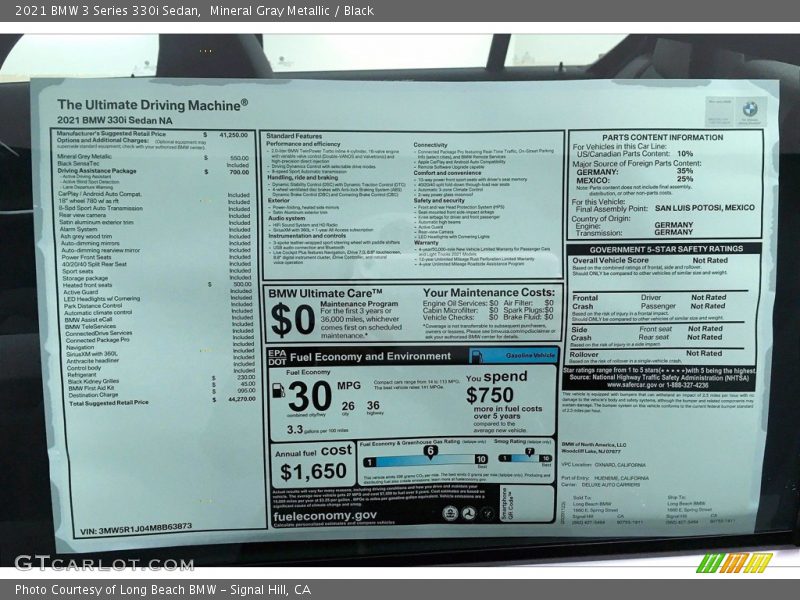 Mineral Gray Metallic / Black 2021 BMW 3 Series 330i Sedan