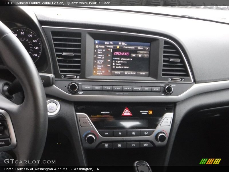 Quartz White Pearl / Black 2018 Hyundai Elantra Value Edition