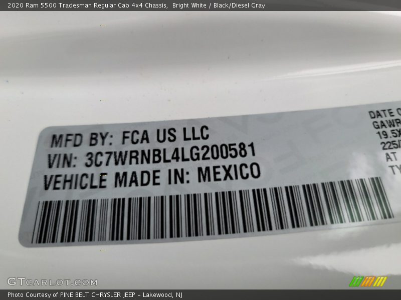 Bright White / Black/Diesel Gray 2020 Ram 5500 Tradesman Regular Cab 4x4 Chassis