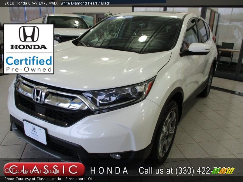 White Diamond Pearl / Black 2018 Honda CR-V EX-L AWD