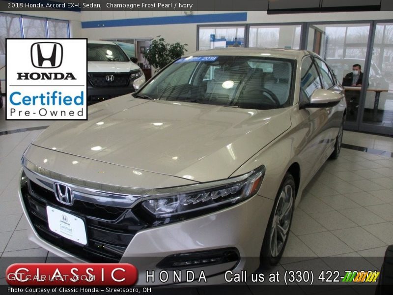 Champagne Frost Pearl / Ivory 2018 Honda Accord EX-L Sedan