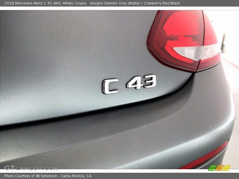designo Selenite Grey (Matte) / Cranberry Red/Black 2018 Mercedes-Benz C 43 AMG 4Matic Coupe