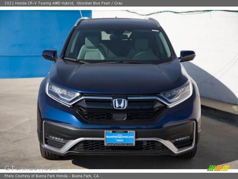 Obsidian Blue Pearl / Gray 2021 Honda CR-V Touring AWD Hybrid