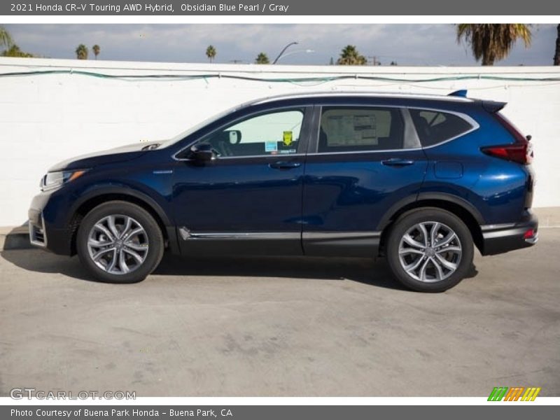Obsidian Blue Pearl / Gray 2021 Honda CR-V Touring AWD Hybrid