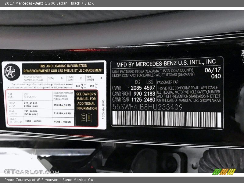 Black / Black 2017 Mercedes-Benz C 300 Sedan