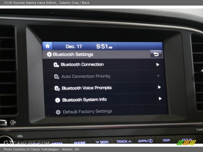 Galactic Gray / Black 2018 Hyundai Elantra Value Edition