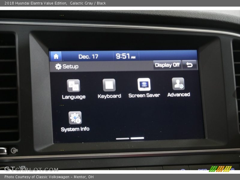 Galactic Gray / Black 2018 Hyundai Elantra Value Edition