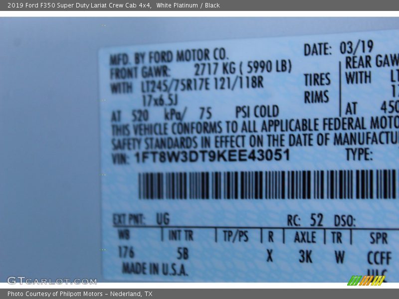 White Platinum / Black 2019 Ford F350 Super Duty Lariat Crew Cab 4x4