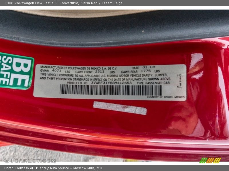 Salsa Red / Cream Beige 2008 Volkswagen New Beetle SE Convertible
