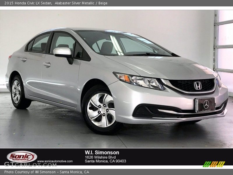 Alabaster Silver Metallic / Beige 2015 Honda Civic LX Sedan