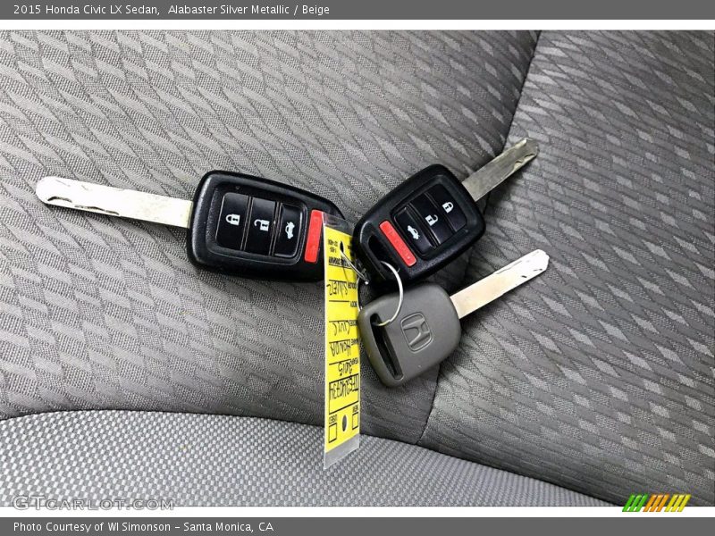 Alabaster Silver Metallic / Beige 2015 Honda Civic LX Sedan