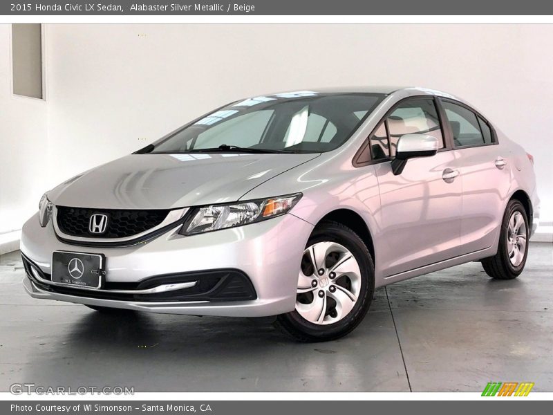 Alabaster Silver Metallic / Beige 2015 Honda Civic LX Sedan