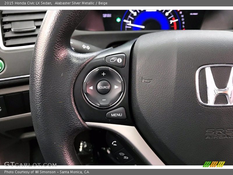 Alabaster Silver Metallic / Beige 2015 Honda Civic LX Sedan