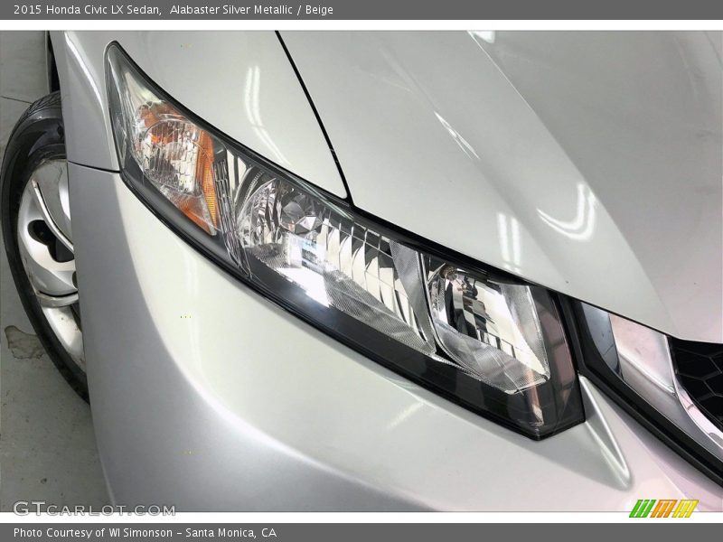 Alabaster Silver Metallic / Beige 2015 Honda Civic LX Sedan