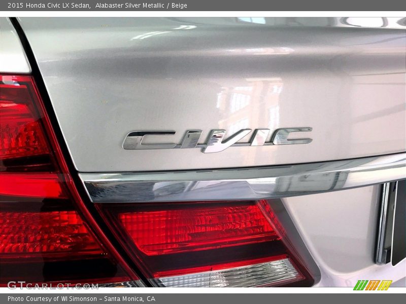 Alabaster Silver Metallic / Beige 2015 Honda Civic LX Sedan